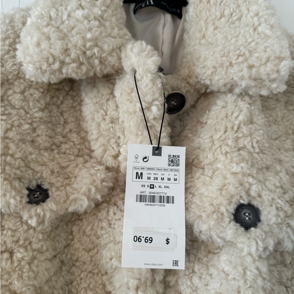 NWT Zara Teddy Fleece Jacket - Picture 2 of 3